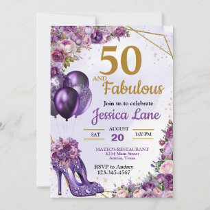 Invitación Zapatos Elegantes de Tacón Alto para Cumpleaños Fl