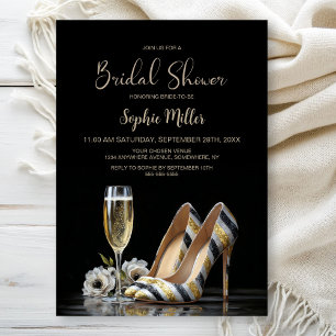 Invitación Zapatos Elegantes de Tacón de Rayas para Despedida