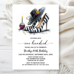 Invitación Zapatos modernos de tacón alto a rayas Cumpleaños 