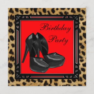 Invitación Zapatos Negros de Tacón Alto Fiesta de Cumpleaños 