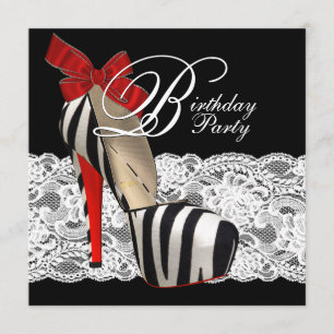 Invitación Zapatos negros de tacón alto Rojo Cumpleaños Fiest