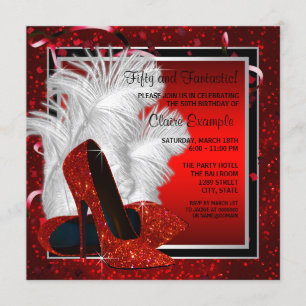 Invitación Zapatos negros y rojos de tacón alto para cumpleañ