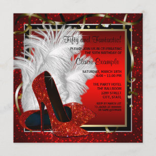 Invitación Zapatos negros y rojos de tacón alto para cumpleañ