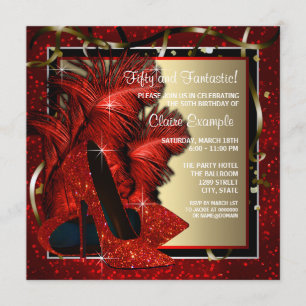 Invitación Zapatos negros y rojos de tacón alto para cumpleañ