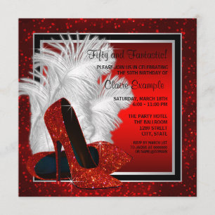Invitación Zapatos negros y rojos de tacón alto para cumpleañ