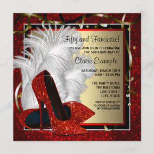 Invitación Zapatos negros y rojos de tacón alto para cumpleañ
