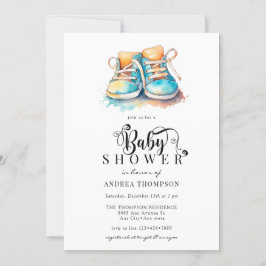 Invitación Zapatos para bebés | Baby Shower Blue Boy