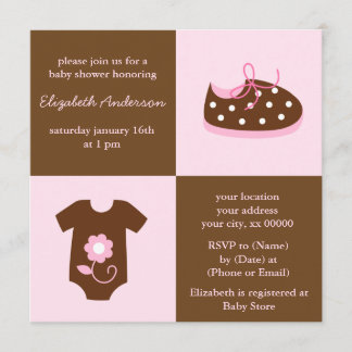 Invitación Zapatos para bebés rosados y equipar Baby Shower