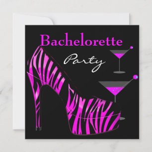 Invitación Zapatos para Despedida de Soltera Rosa Negro Cebra