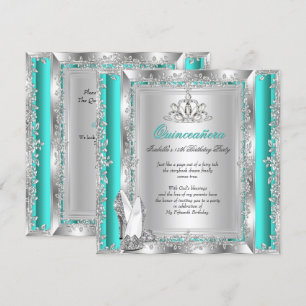 Invitación Zapatos plateados de jade para cumpleaños de quinc