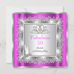 Invitación Zapatos Plateados Rosa Purpura Fiesta de los 30 Fa
