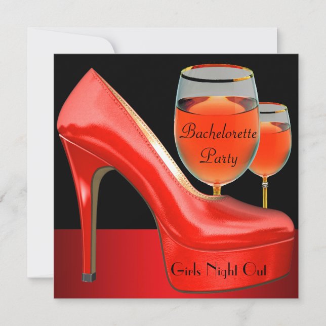 Invitación Zapatos Rojos de Fiesta de Despedida de Soltera Co (Anverso)