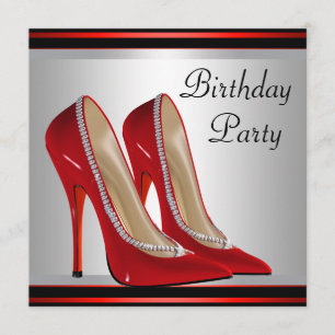 Invitación Zapatos Rojos de Tacón Alto de Mujer Fiesta de Cum