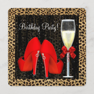 Invitación Zapatos Rojos de Tacón Alto Fiesta de Cumpleaños
