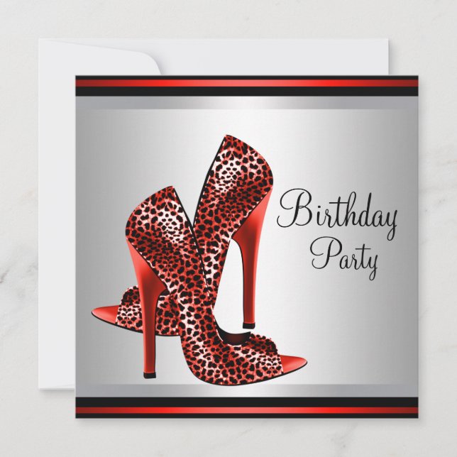 Invitación Zapatos rojos de tacón alto Fiesta de cumpleaños r (Anverso)