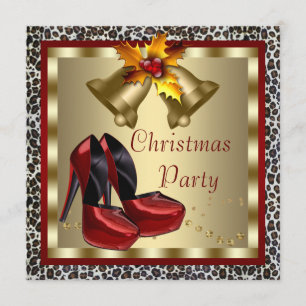 Invitación Zapatos Rojos de Tacón Alto Fiesta de Navidad con 