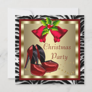 Invitación Zapatos Rojos de Tacón Alto Fiesta de Navidad de l