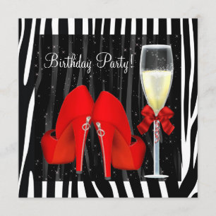 Invitación Zapatos rojos de tacón alto para cumpleaños de ceb