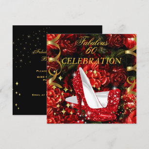 Invitación Zapatos rojos dorados fabulosos de tacón alto para