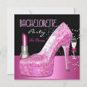 Invitación Zapatos Rosa Pintalabios para Despedida de Soltera