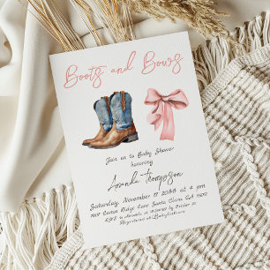 Invitación Zapatos y lazos elegantes Rosa Fiesta de Bebé Niña