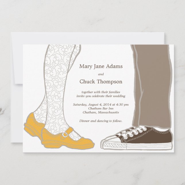Invitación Zapatos y zapatillas de mujer Boda ilustrado (Anverso)