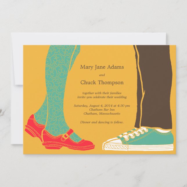 Invitación Zapatos y zapatillas de mujer Boda Ilustrado Amari (Anverso)