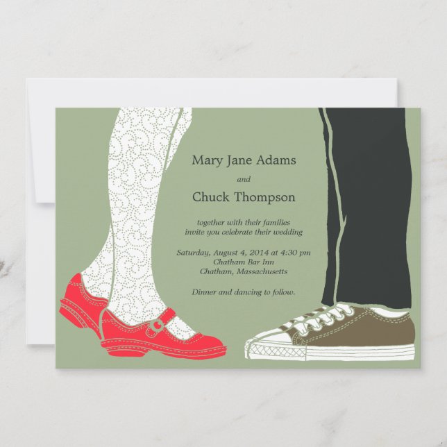 Invitación Zapatos y zapatillas de mujer Boda ilustrado (Camo (Anverso)