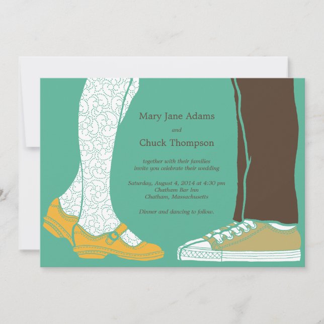 Invitación Zapatos y zapatillas de mujer Boda ilustrado (Mint (Anverso)