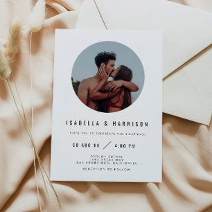 Invitación ZARA Simple Moderno Boda de fotografía redonda Min