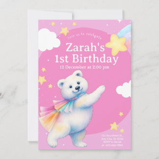 Invitación Zarah the Dancing Polar Bear Birthday Invitations