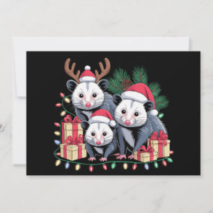 Invitación Zarigüeya de Navidad Sombrero de Santa Cuernecillo