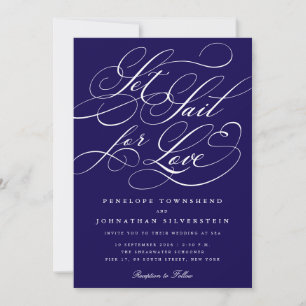 Invitación Zarpar hacia la llamada del amor Caligrafía Boda a