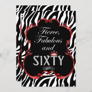 Invitación Zebra 60 y fabuloso cumpleaños de Bling
