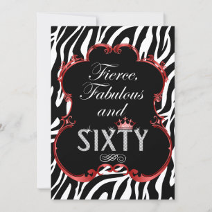 Invitación Zebra 60 y fabuloso cumpleaños de Bling
