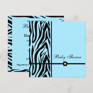 Invitación Zebra Azul Baby Shower Boy