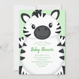 Invitación Zebra Baby Shower Green
