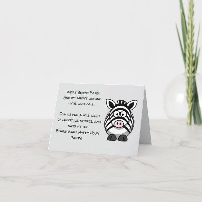 Invitación Zebra Behind Bars - Gracioso Personalizado Animal  (Anverso)