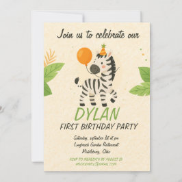 Invitación Zebra Cartoon Textured Stripes Pattern – Black & C