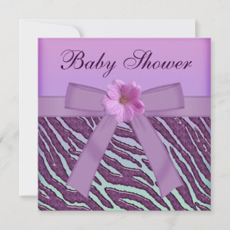 Invitación Zebra, Flores Purple Animals Imprimir Baby Shower