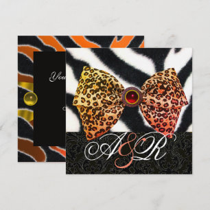 INVITACIÓN ZEBRA FUR, LEOPARE CUBIERTA, DAMASCO NEGRO MONOGRA