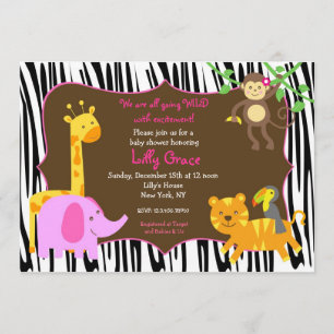 Invitación Zebra imprime Safari Animal Baby Shower