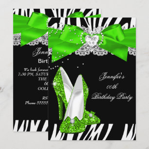Invitación Zebra Lima Verde Brillante Zapato de Tacón Alto Cu
