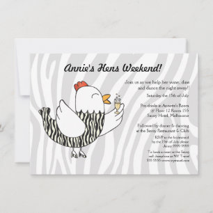 Invitación Zebra Print Funny Hen - Hens Fiesta Bachelorette