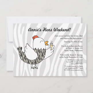 Invitación Zebra Print Funny Hen - Hens Fiesta Bachelorette