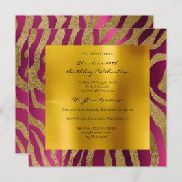 Invitación Zebra Safari Animal Skine Raspberry Mustard Gold