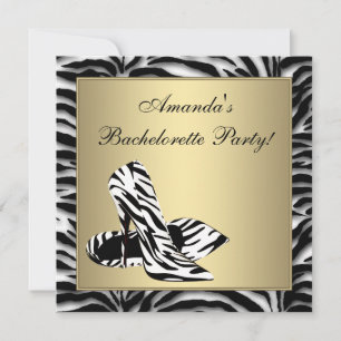 Invitación Zebra Tacones Altos Fiesta de Despedida de Soltera