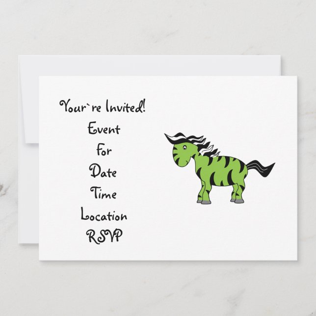 Invitación Zebra verde limón (Anverso)