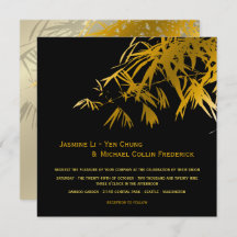 Zen Bamboo deja Boda asiático moderno y dorado