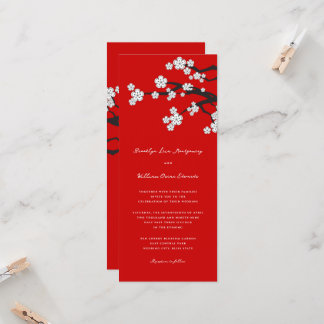 Invitación Zen blanco Sakura cerezos florece Boda asiático ro